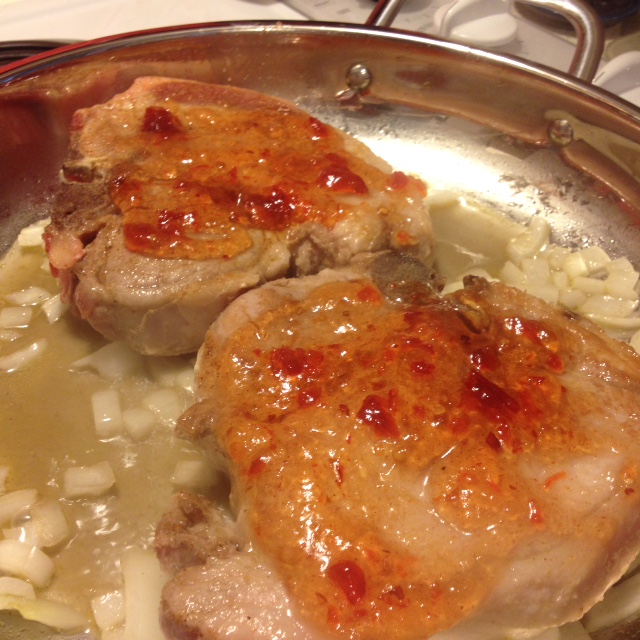 Smothered Pork Chops with Hot Pepper Jelly Glaze