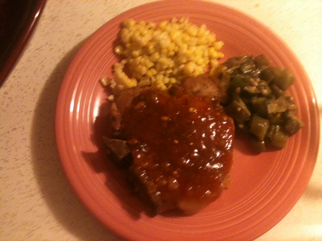 Smothered Pork Chops with Hot Pepper Jelly Glaze