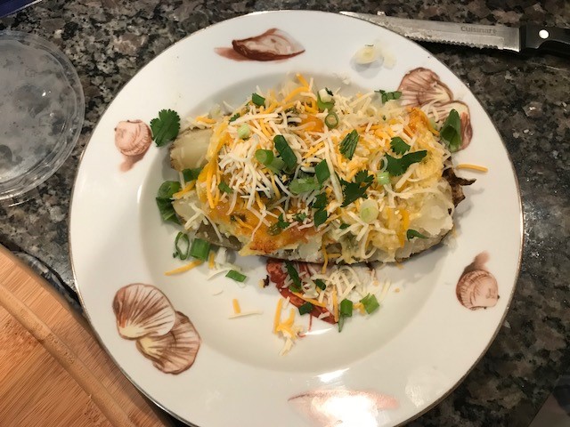 Baked Potato with Crab Au Gratin Topping