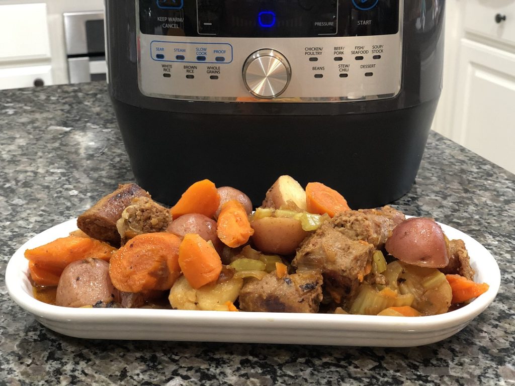 Quick Cooker Sausage Stew Recipe with Beryl Stokes and Cajun Cooking TV.  This Louisiana Sausage Stew features Louisiana's own Abita beer, potatoes, carrots, and Andouille Sausage.
